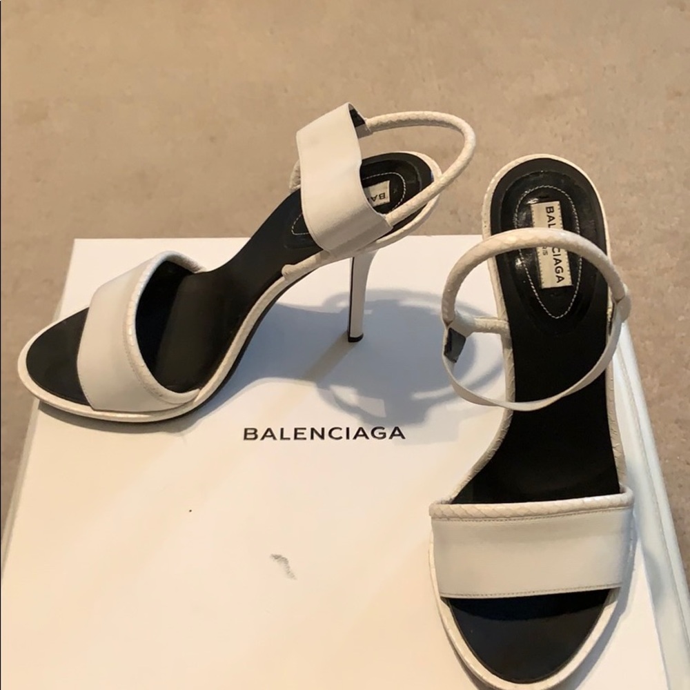Balenciaga white stiletto sandals